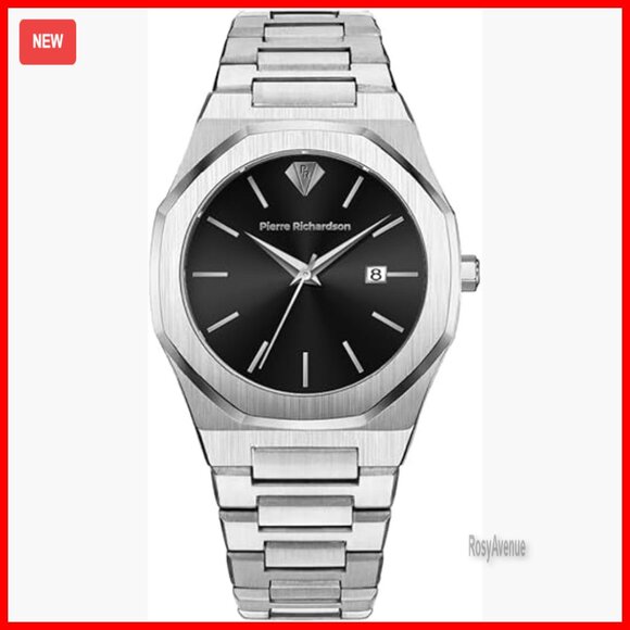 Men's Stainless Steel Dress Watch Quartz Movement 41mm Water Resistant